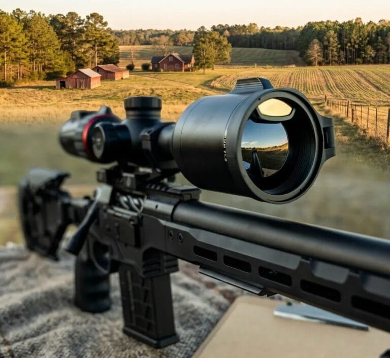 Nocpix thermal scope mounted on a rifle to hunt predators