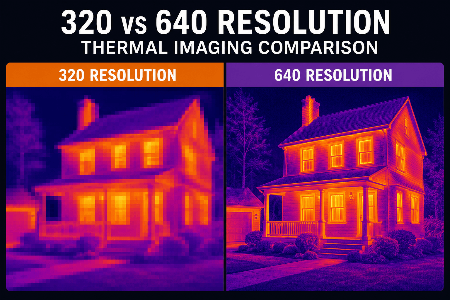 Building comparison image of 320 vs 640 resolution sensors