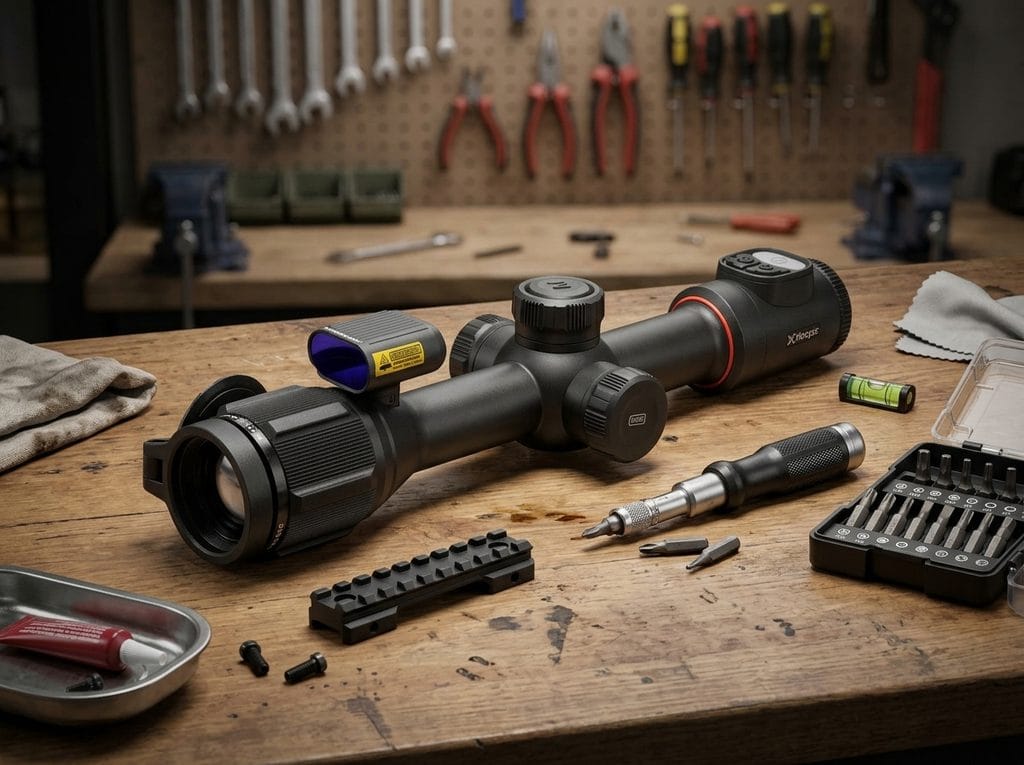 Nocpix BOLT L35R thermal scope on a garage work bench